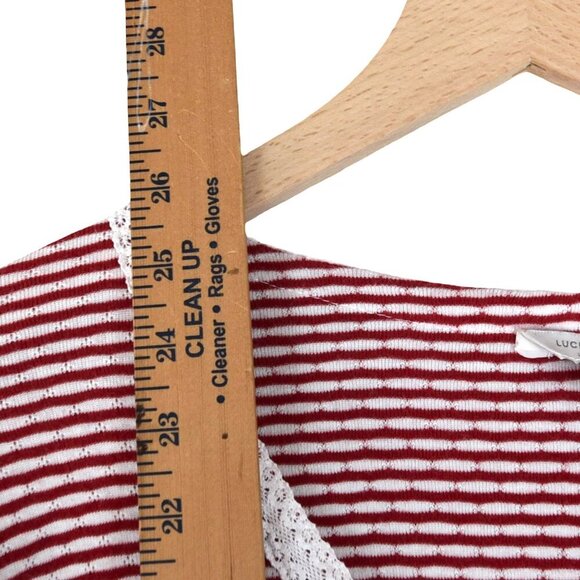 Lucky Brand Striped Lace Trim Henley Long Sleeve Top L - Picture 4 of 7